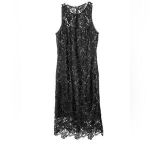 WHBM Sleeveless Lace Sheath Dress SZ 4 New $200 Black LBD Cocktail white